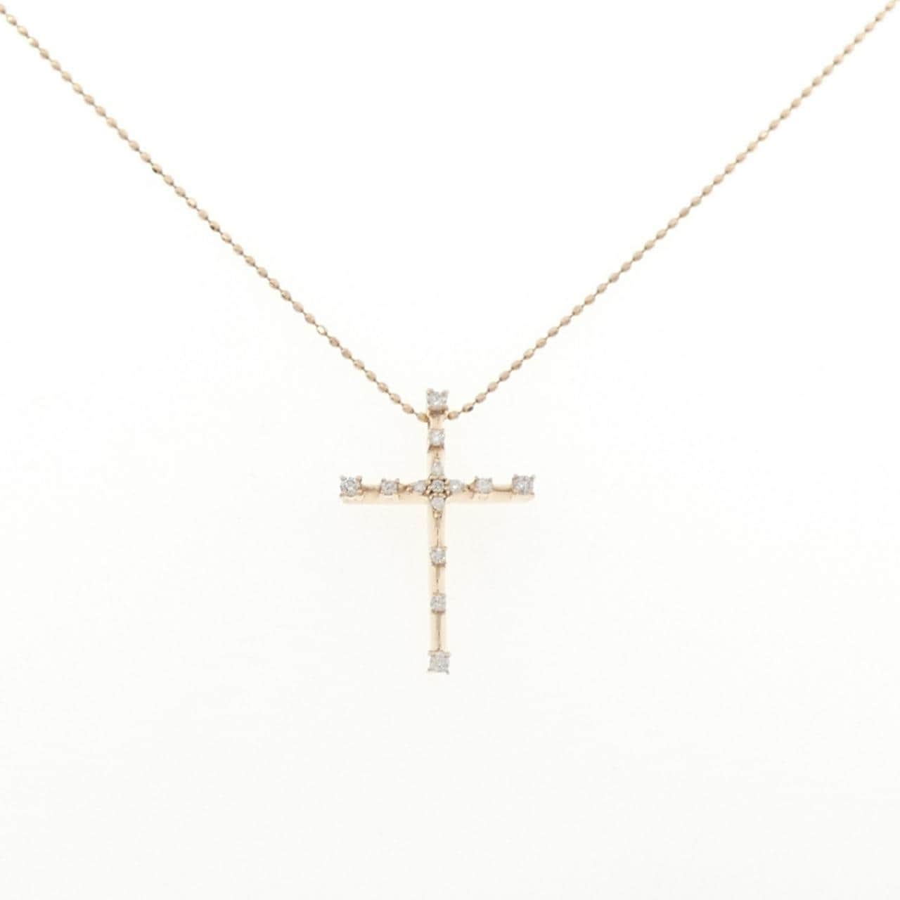 K10PG Cross Diamond Necklace 0.11CT