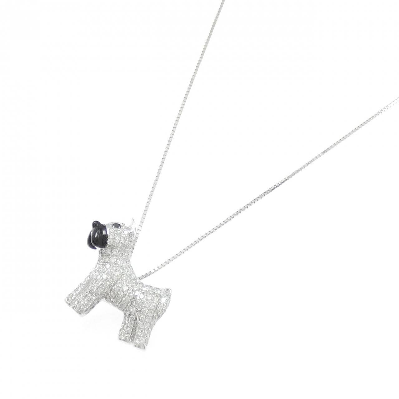 18KWG/K18WG ドッグ オニキス ネックレス 0.3CT