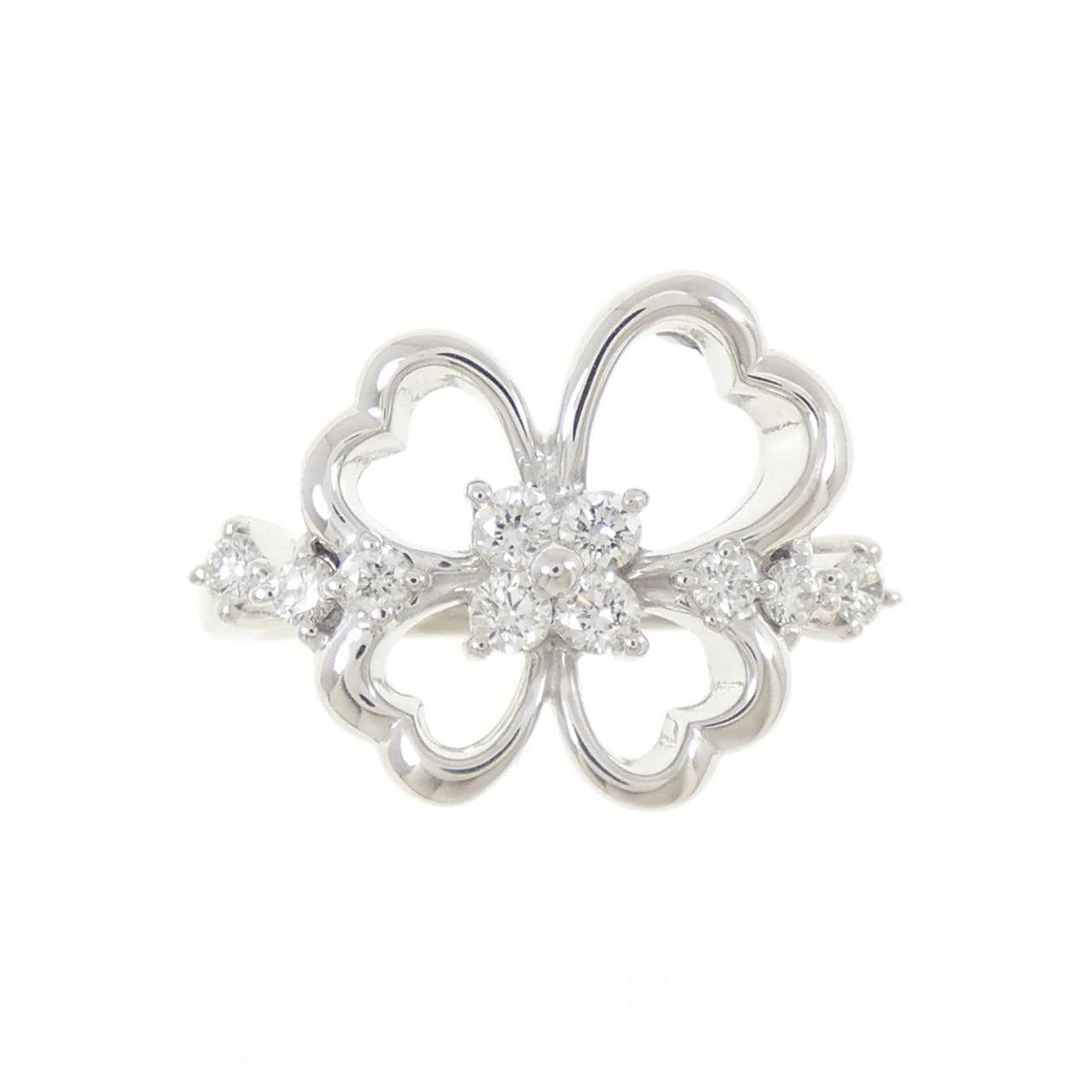 K18WG フラワー ダイヤモンド リング 0.30CT