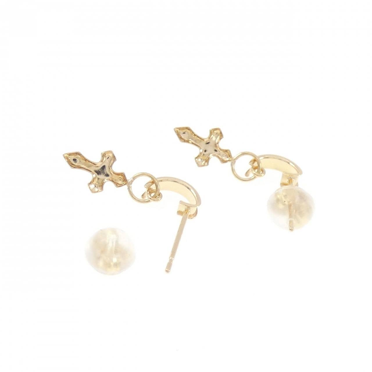 K18YG cross earrings