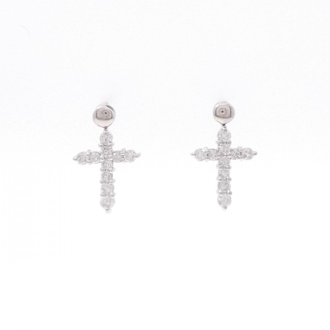 PT クロス ダイヤモンド ピアス 0.50CT