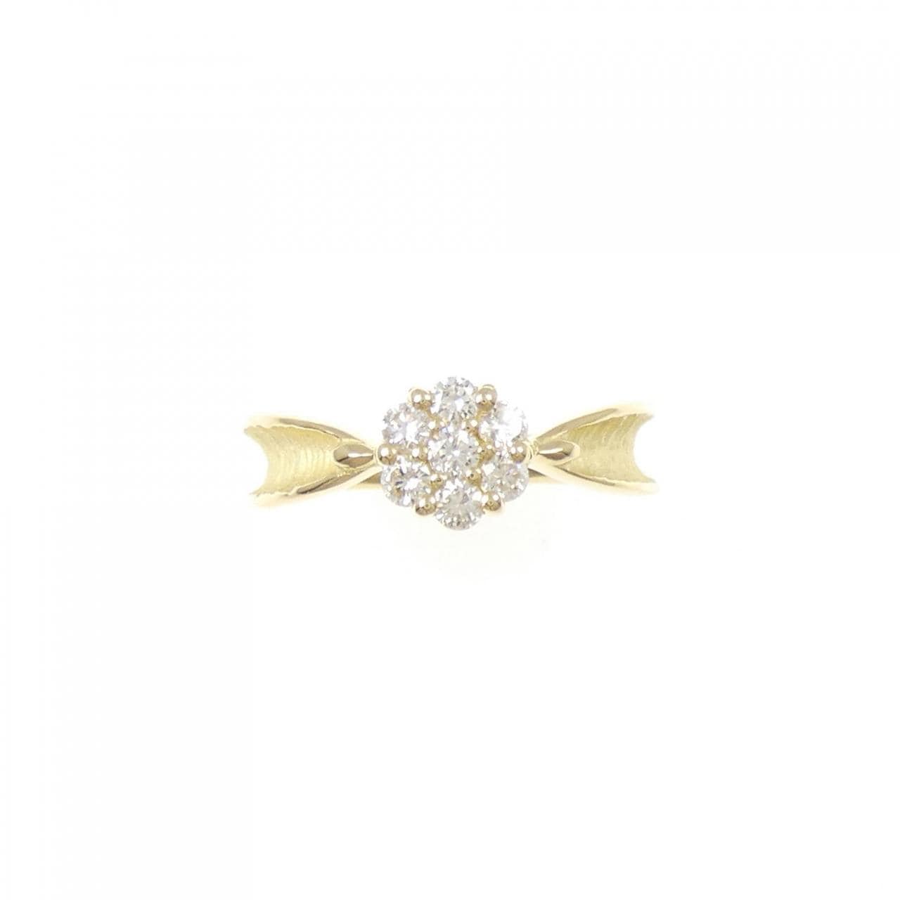 K18YG フラワー ダイヤモンド リング 0.32CT
