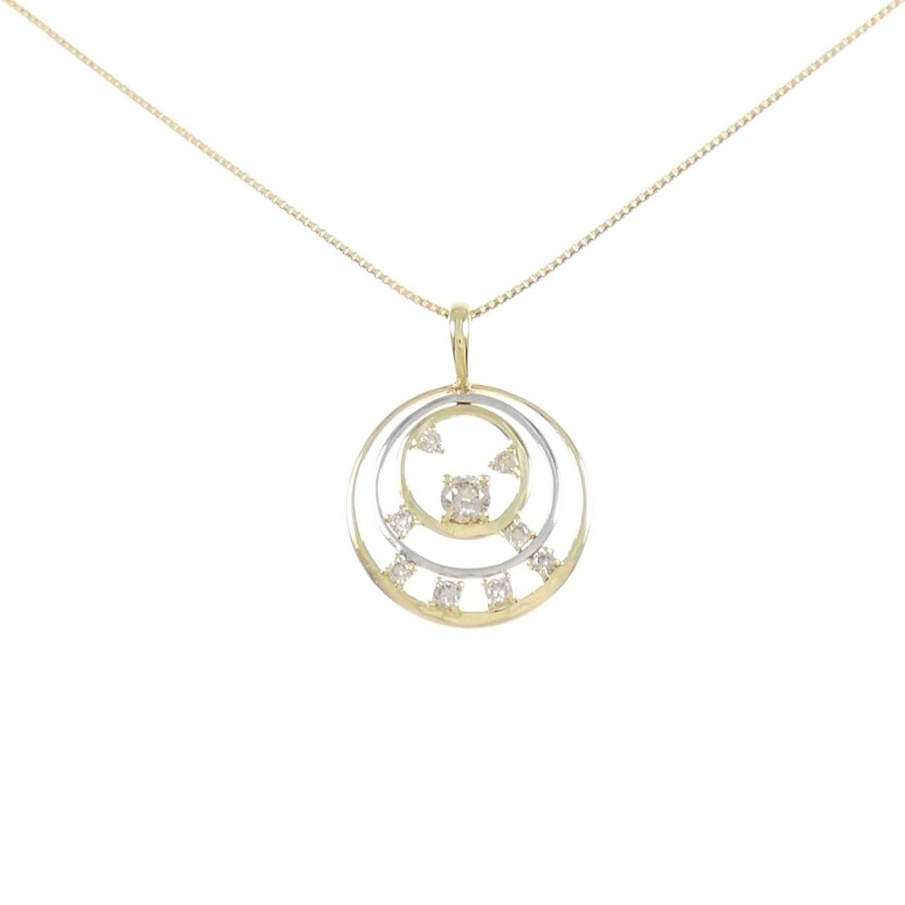 K18YG/PT950 ダイヤモンド ネックレス 0.15CT