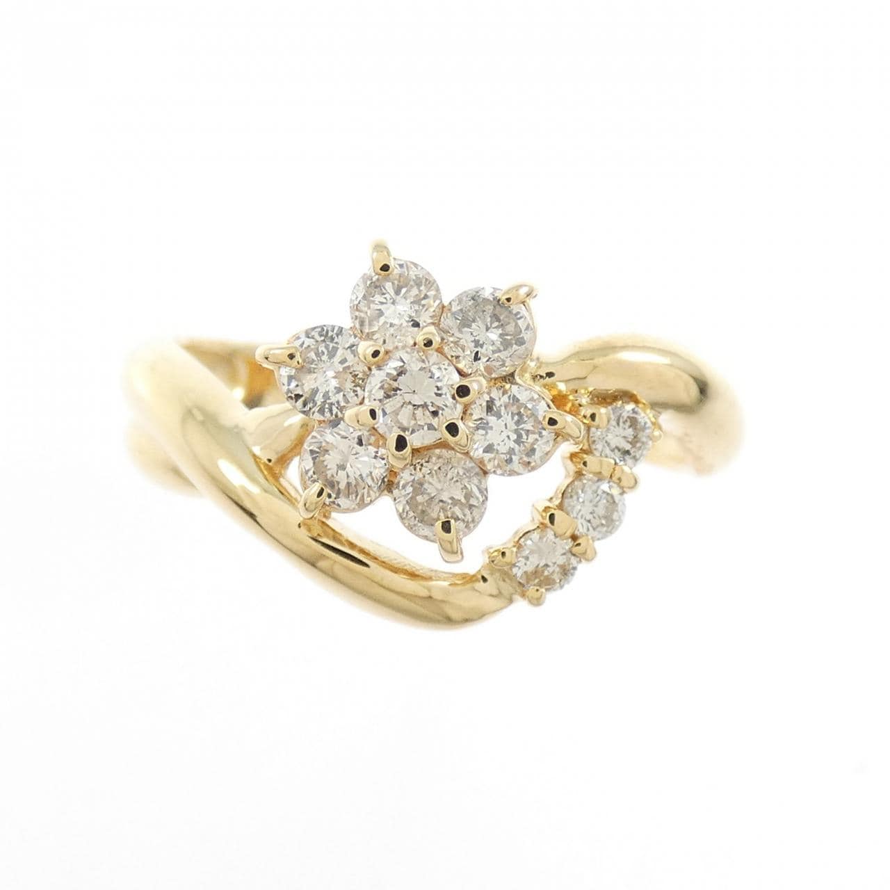 K18YG フラワー ダイヤモンド リング 0.50CT