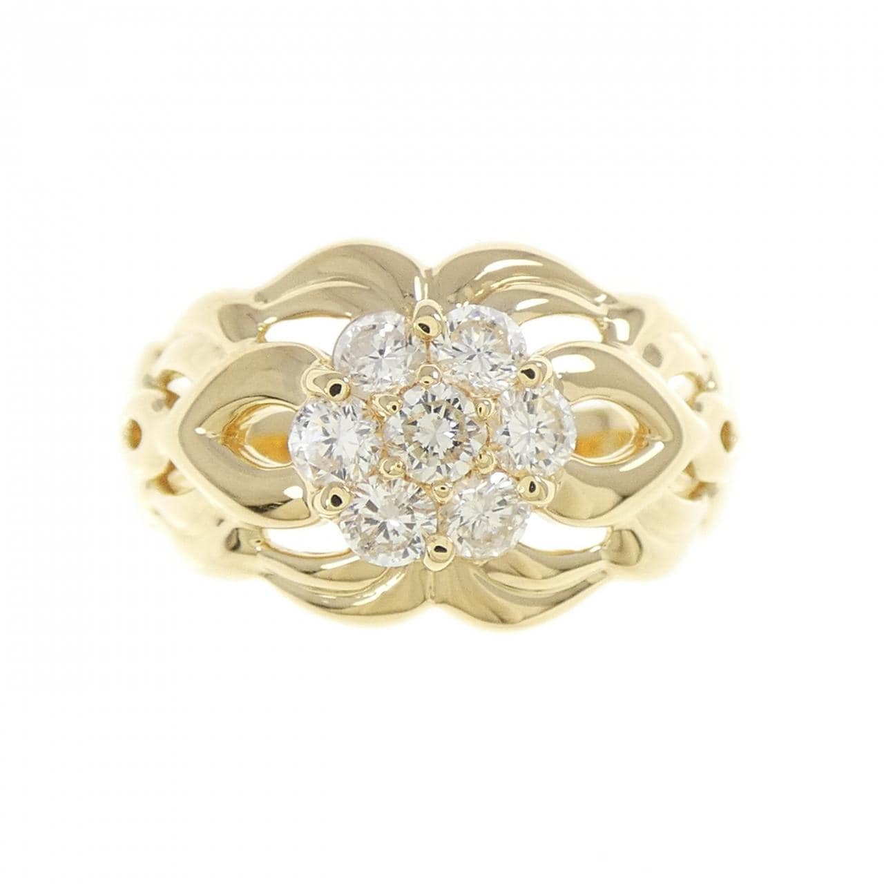 K18YG フラワー ダイヤモンド リング 0.52CT