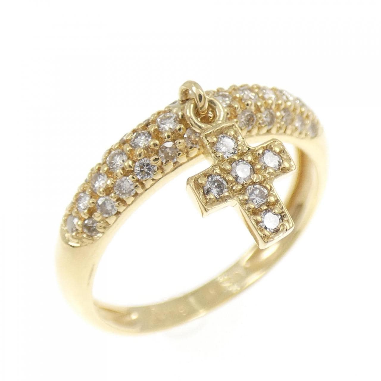 K18YG クロス ダイヤモンド リング 0.30CT