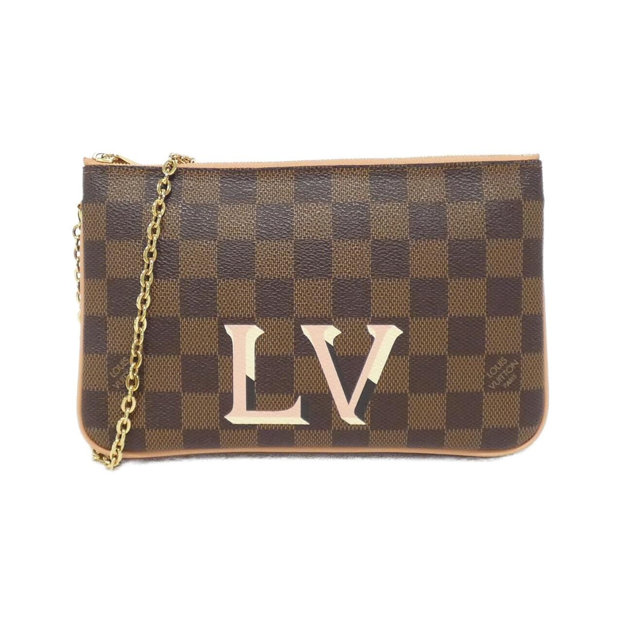 LOUIS VUITTON Damier Pochette 雙拉鍊 N60254 單肩包