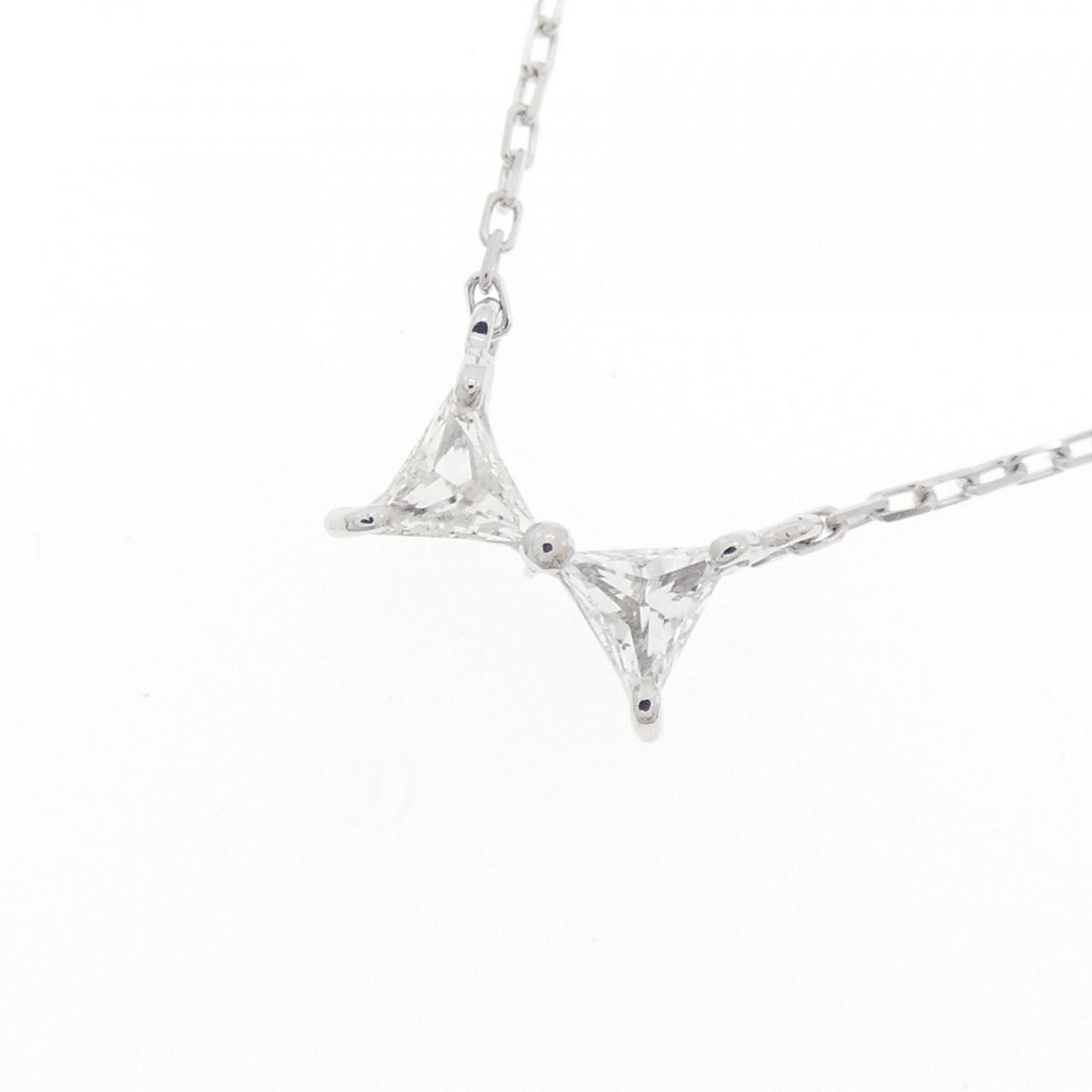 K18WG リボン ダイヤモンド ネックレス 0.20CT