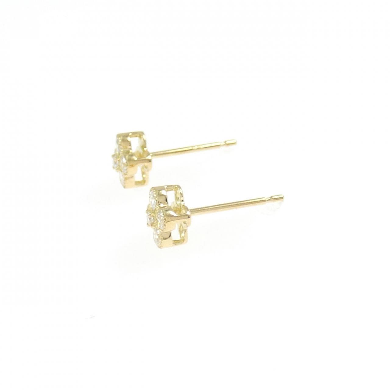 【リメイク】K18YG フラワー ダイヤモンド ピアス 0.20CT