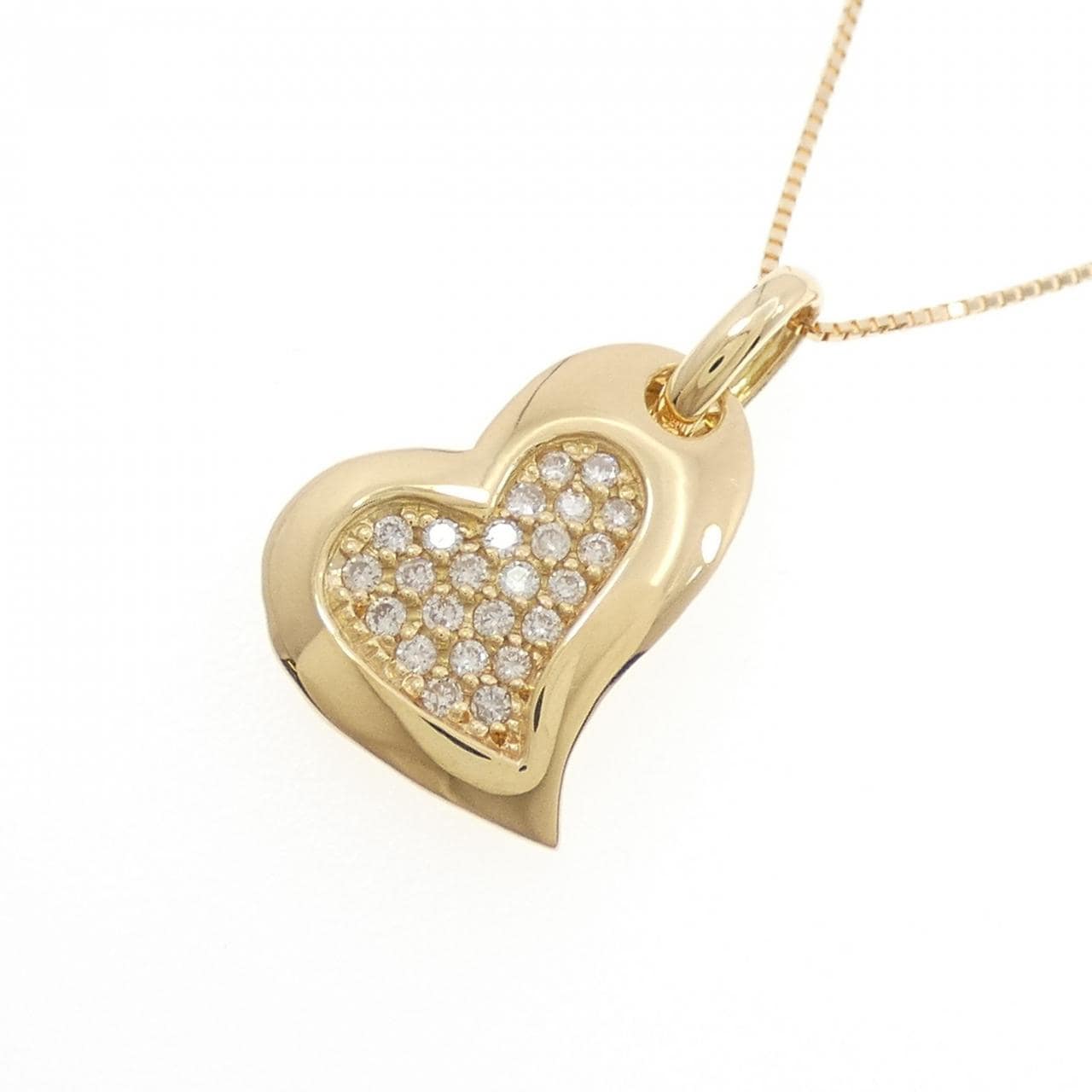 K18YG ハート ダイヤモンド ネックレス 0.23CT