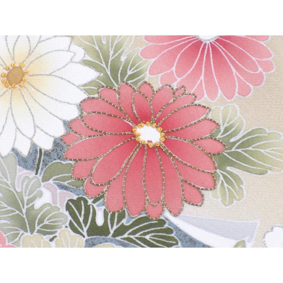 訪問着　友禅金彩加工　刺繍入り　ボカシ染