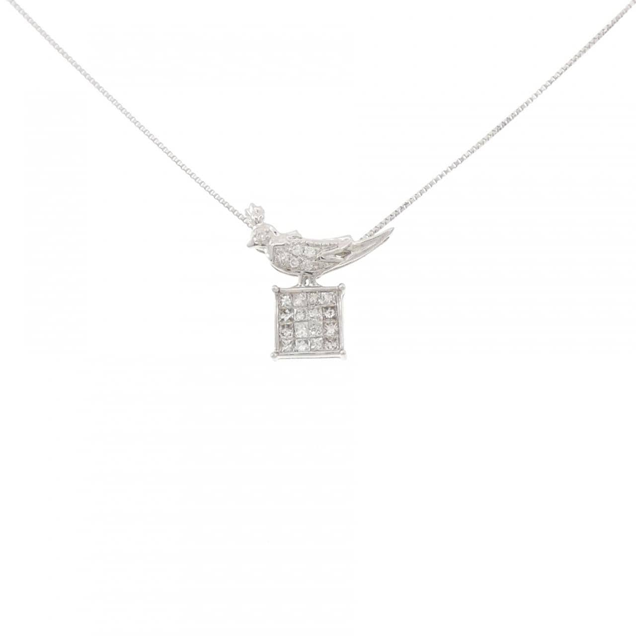 K18WG バード ダイヤモンド ネックレス 0.25CT