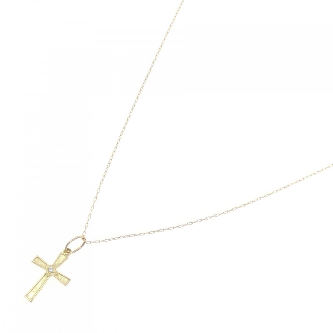 K18YG クロス ダイヤモンド ネックレス