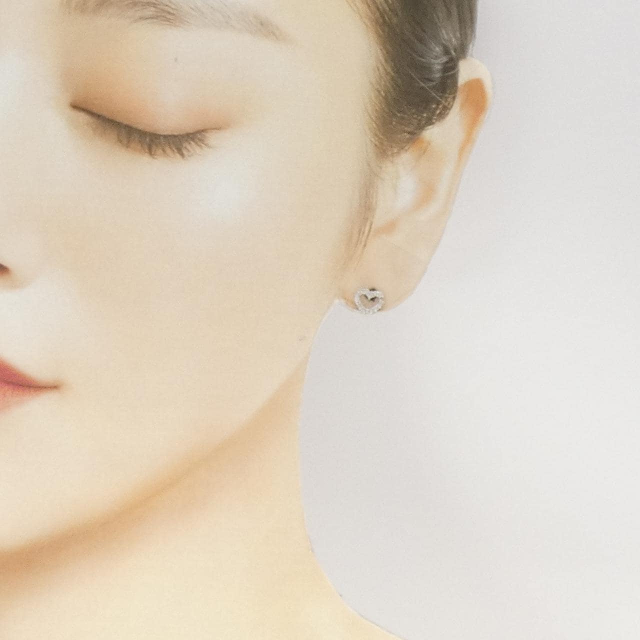 K18WG ハート ダイヤモンド ピアス 0.20CT