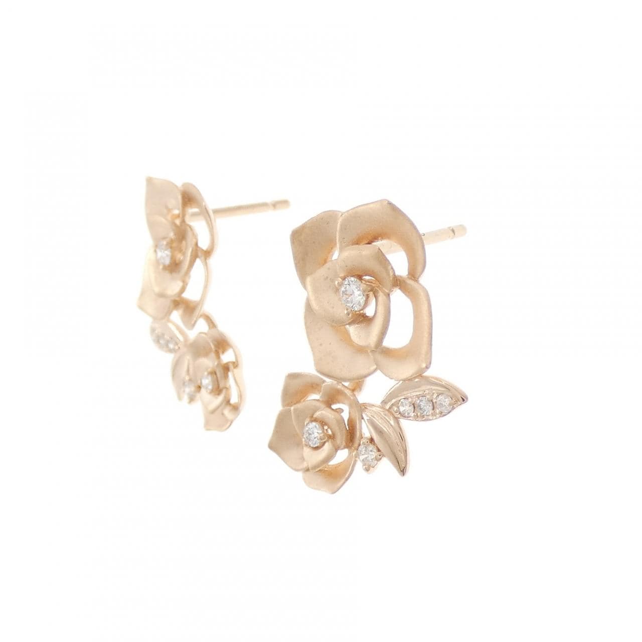 K18PG ローズ ダイヤモンド ピアス 0.10CT