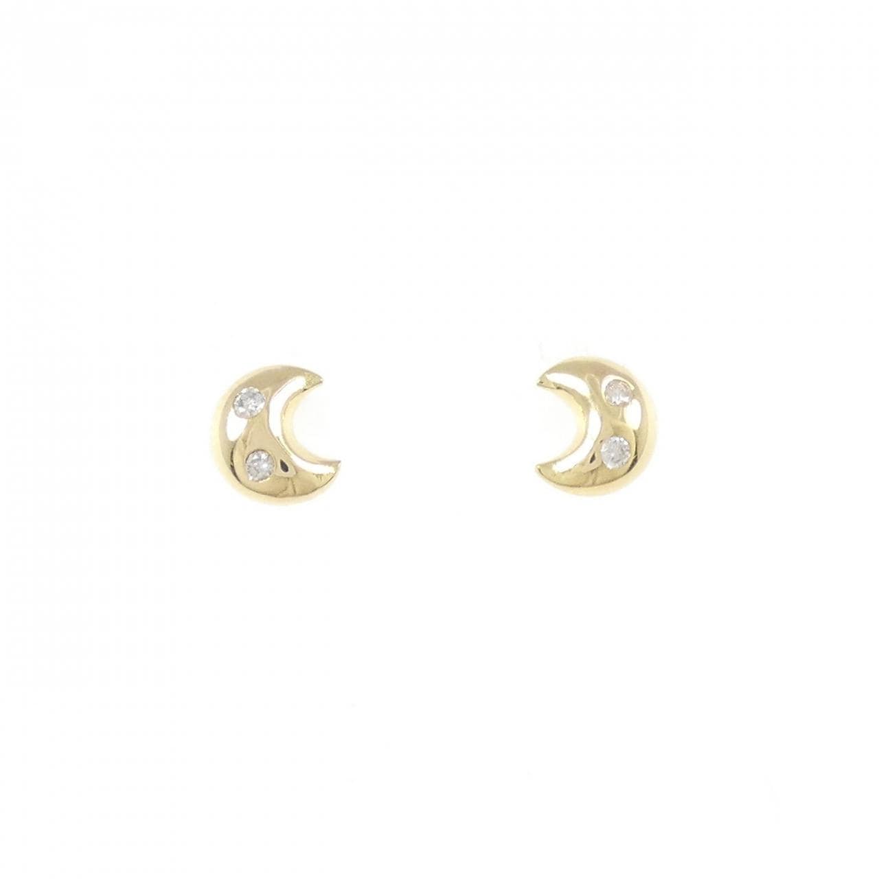 K18YG moon Diamond earrings 0.06CT