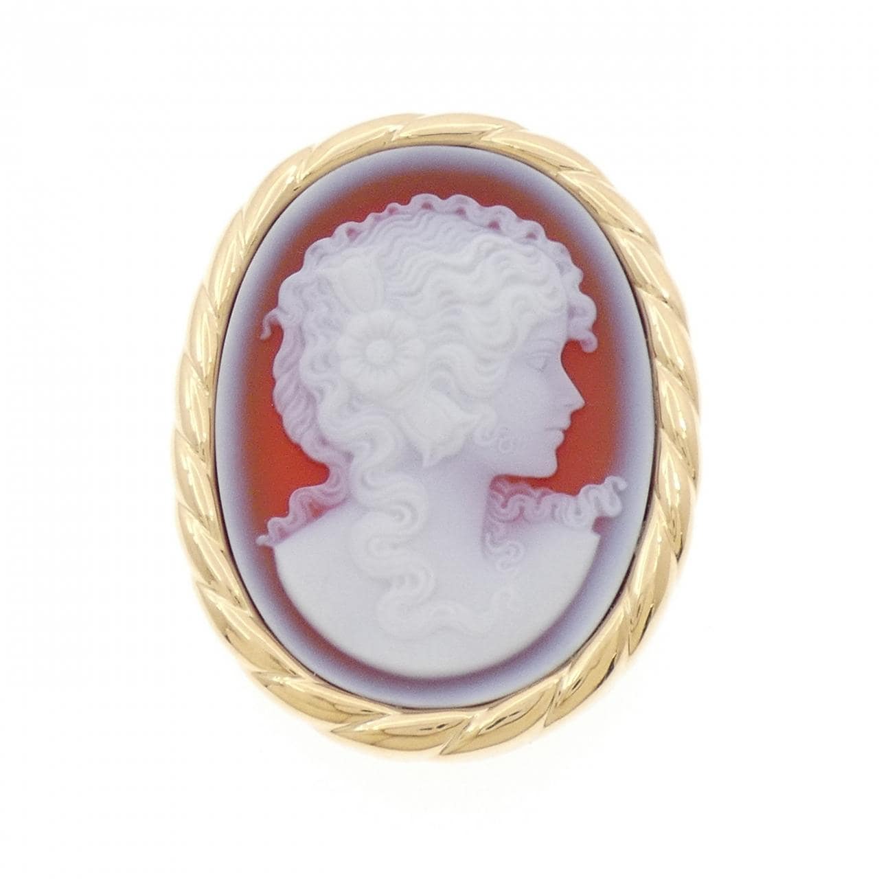 K18YG agate cameo brooch