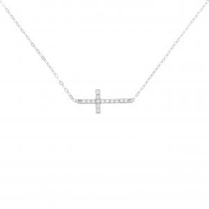 K18WG クロス ダイヤモンド ネックレス 0.10CT