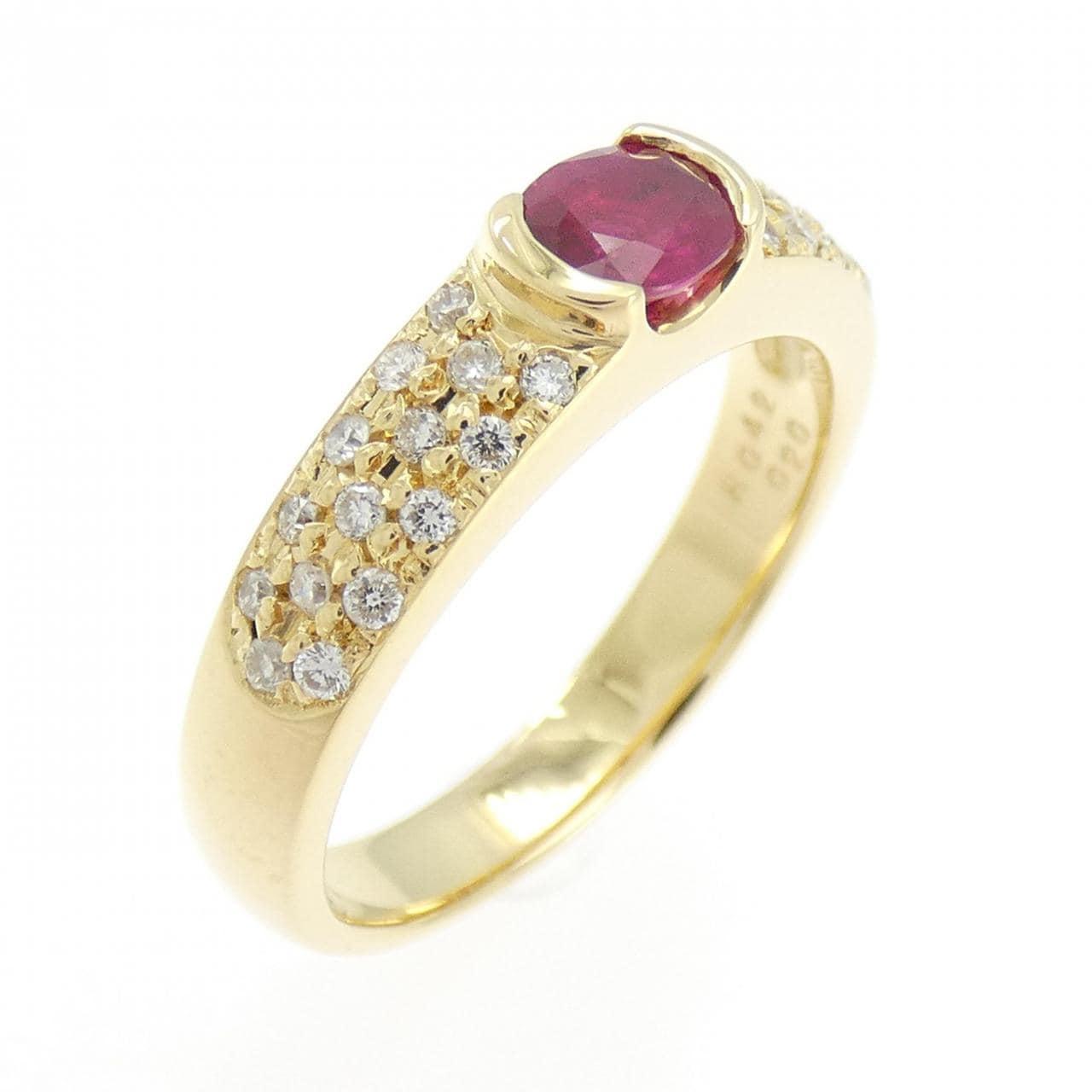 K18YG ルビー リング 0.42CT
