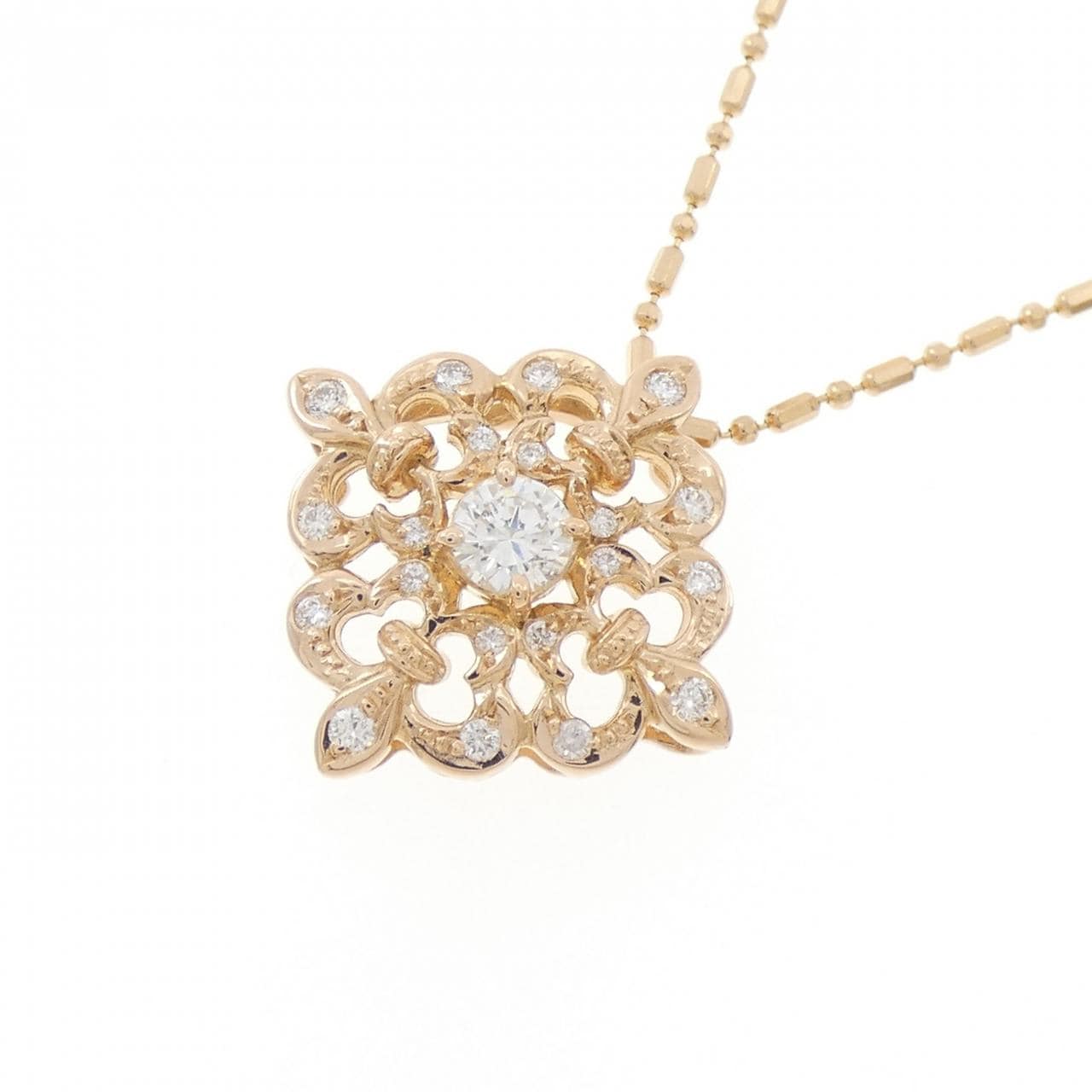 750PG/K18PG ダイヤモンド ネックレス 0.191CT