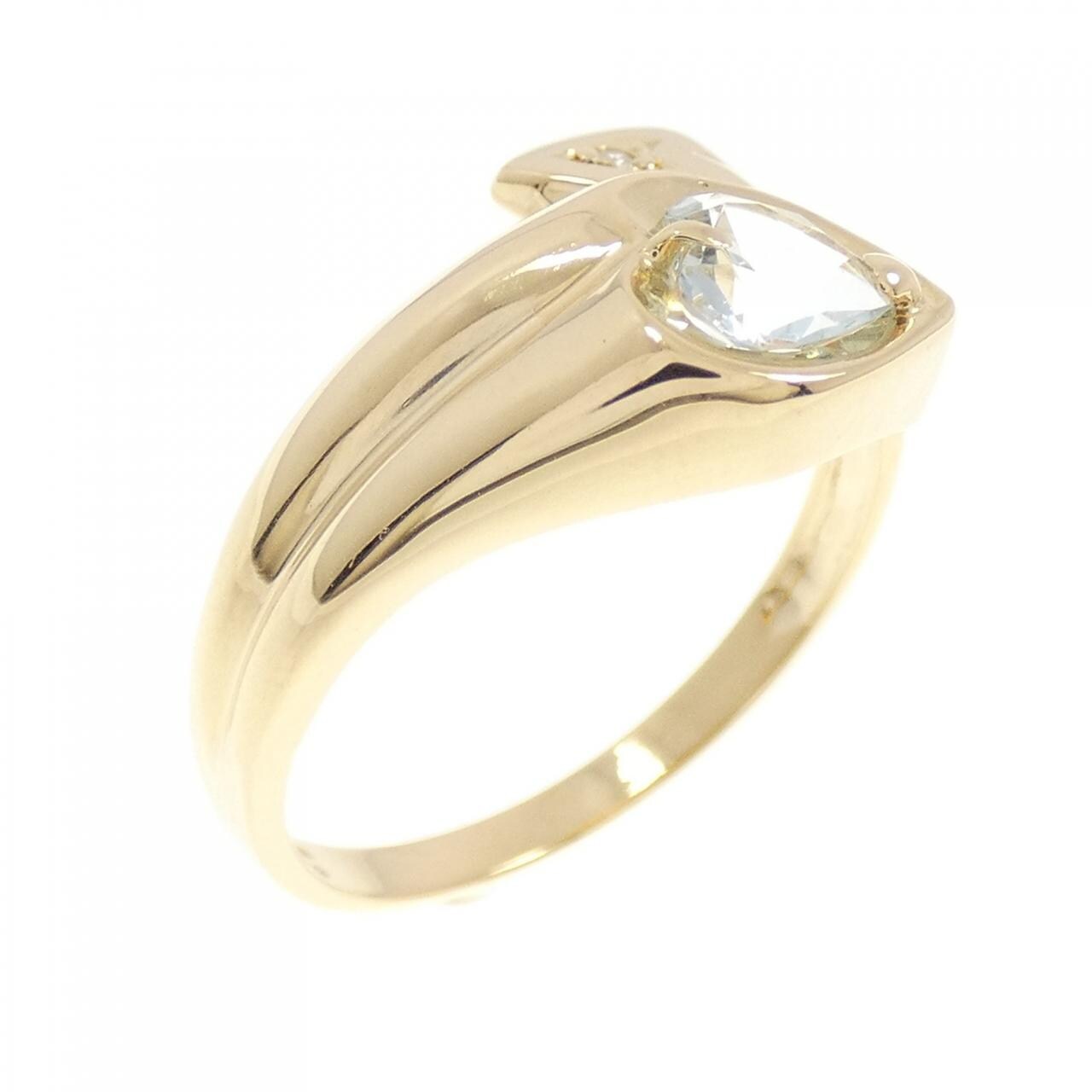 K18YG ハート アクアマリン リング