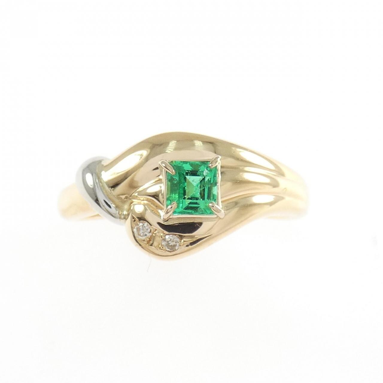 K18YG/PT900 エメラルド リング 0.19CT