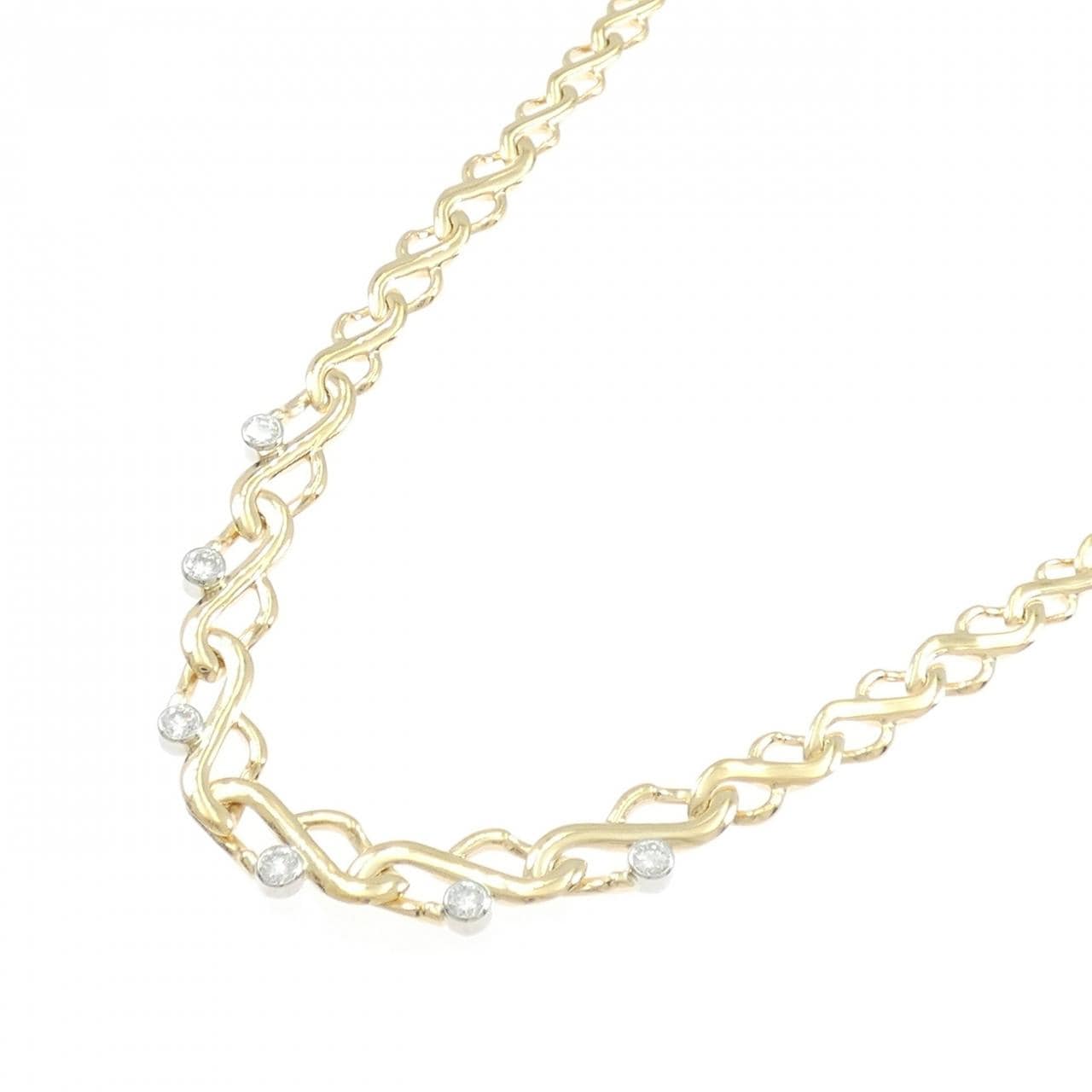 K18YG/PT850 ダイヤモンド ネックレス 1.10CT