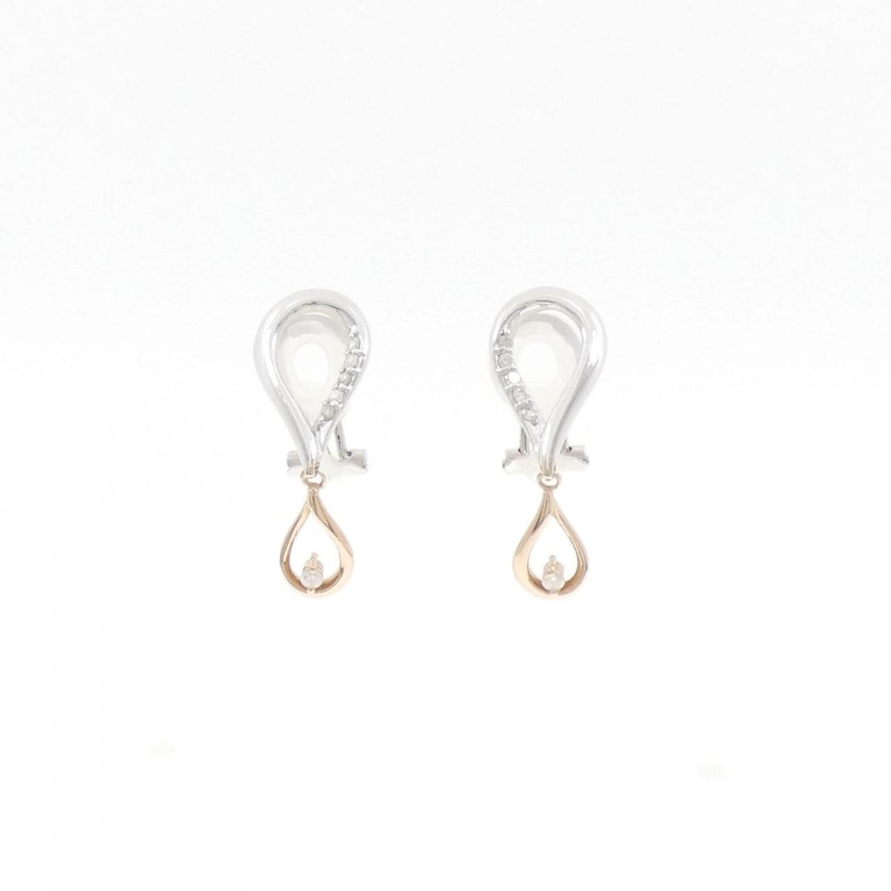 K14WG/K18PG ダイヤモンド イヤリング 0.14CT
