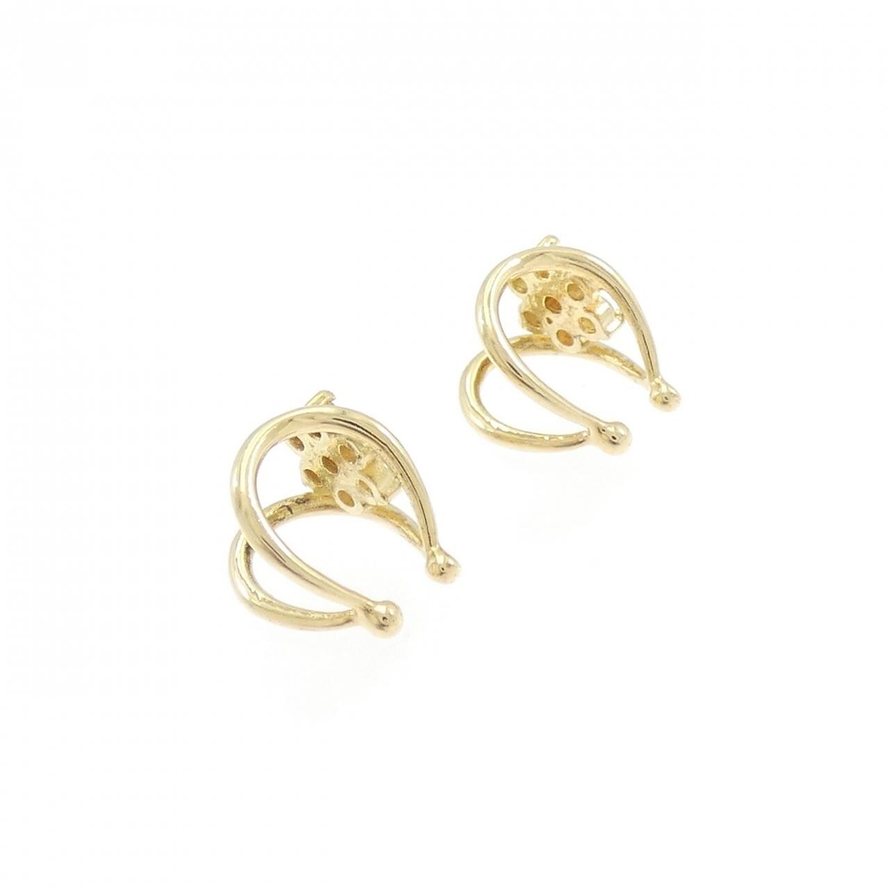 K18YG フラワー ダイヤモンド イヤーカフ 0.15CT