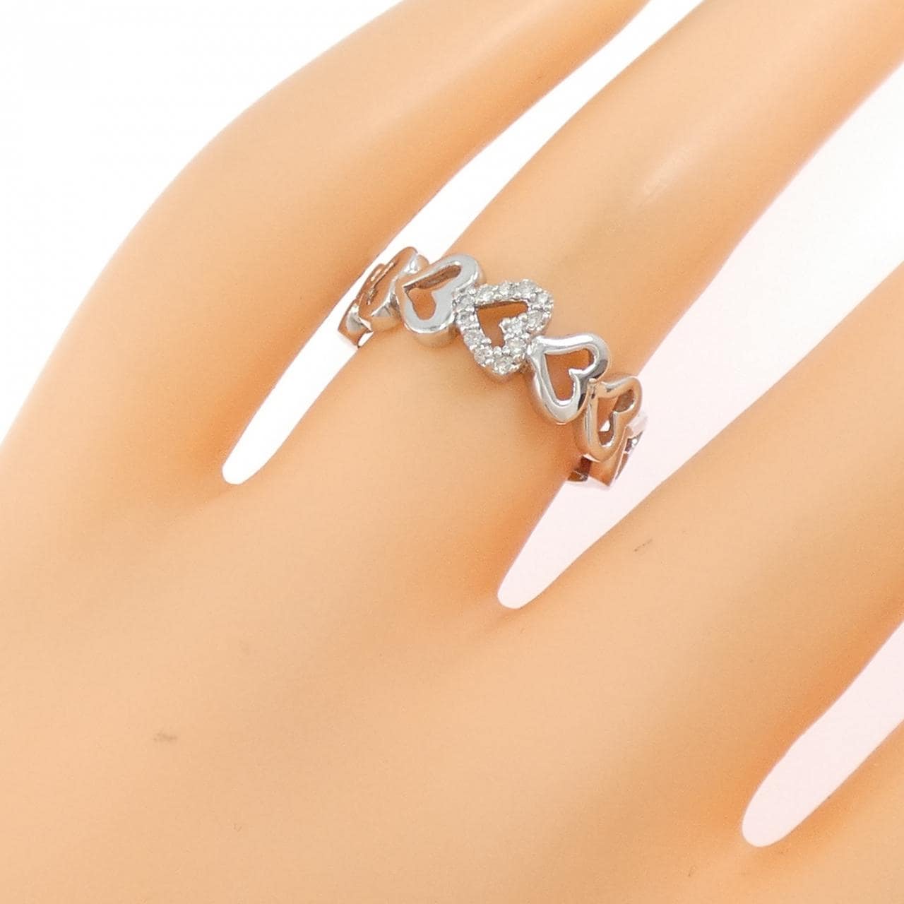 K14WG ハート ダイヤモンド リング