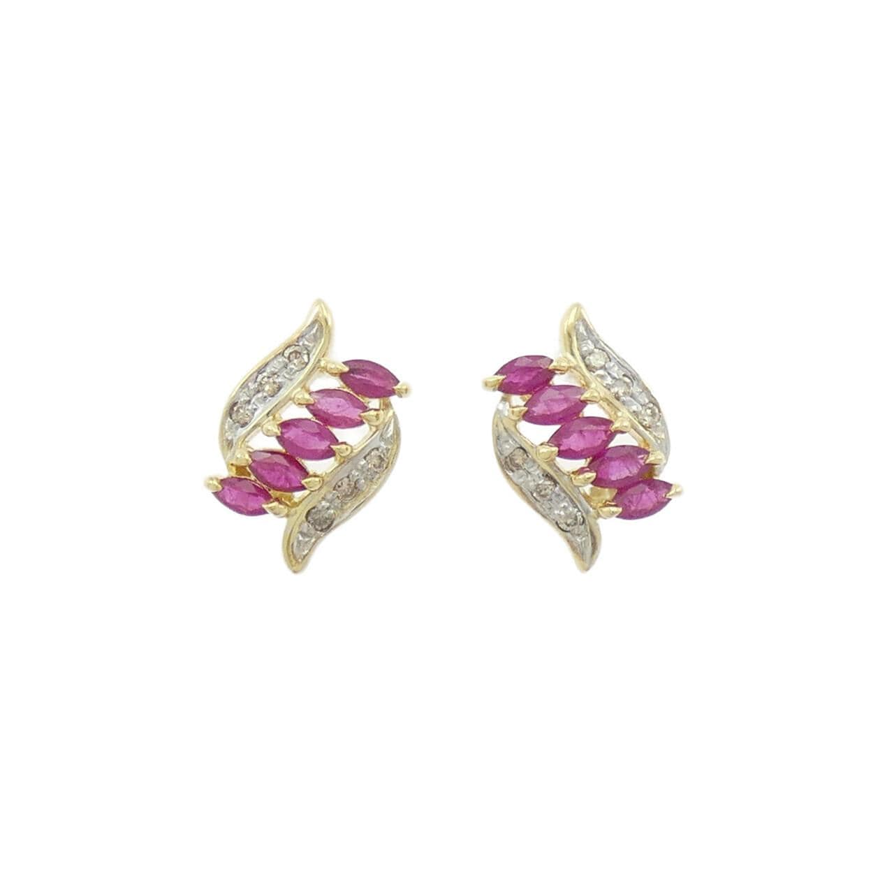 K18YG/K18WG ルビー ピアス