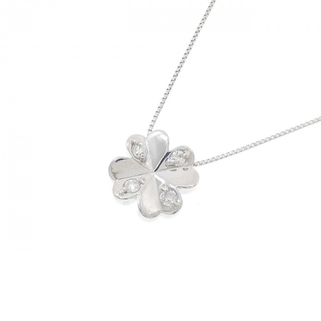 PT900/PT850 クローバー ダイヤモンド ネックレス 0.13CT