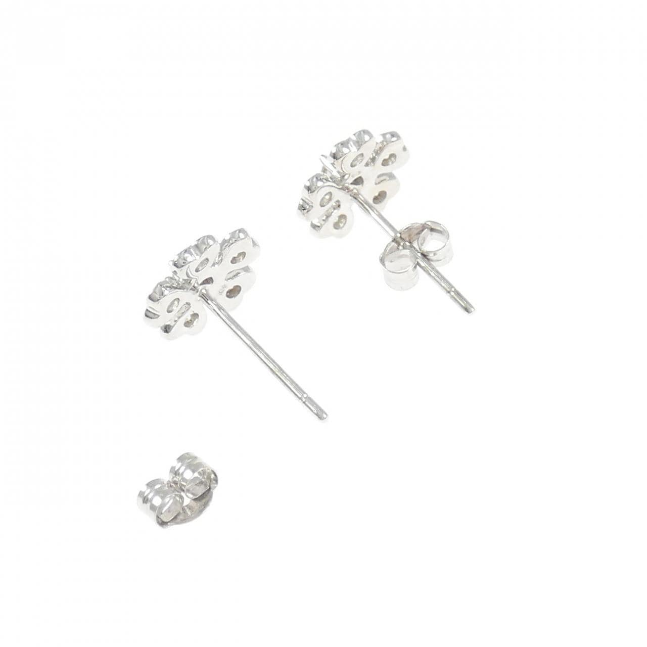 K18WG フラワー ダイヤモンド ピアス