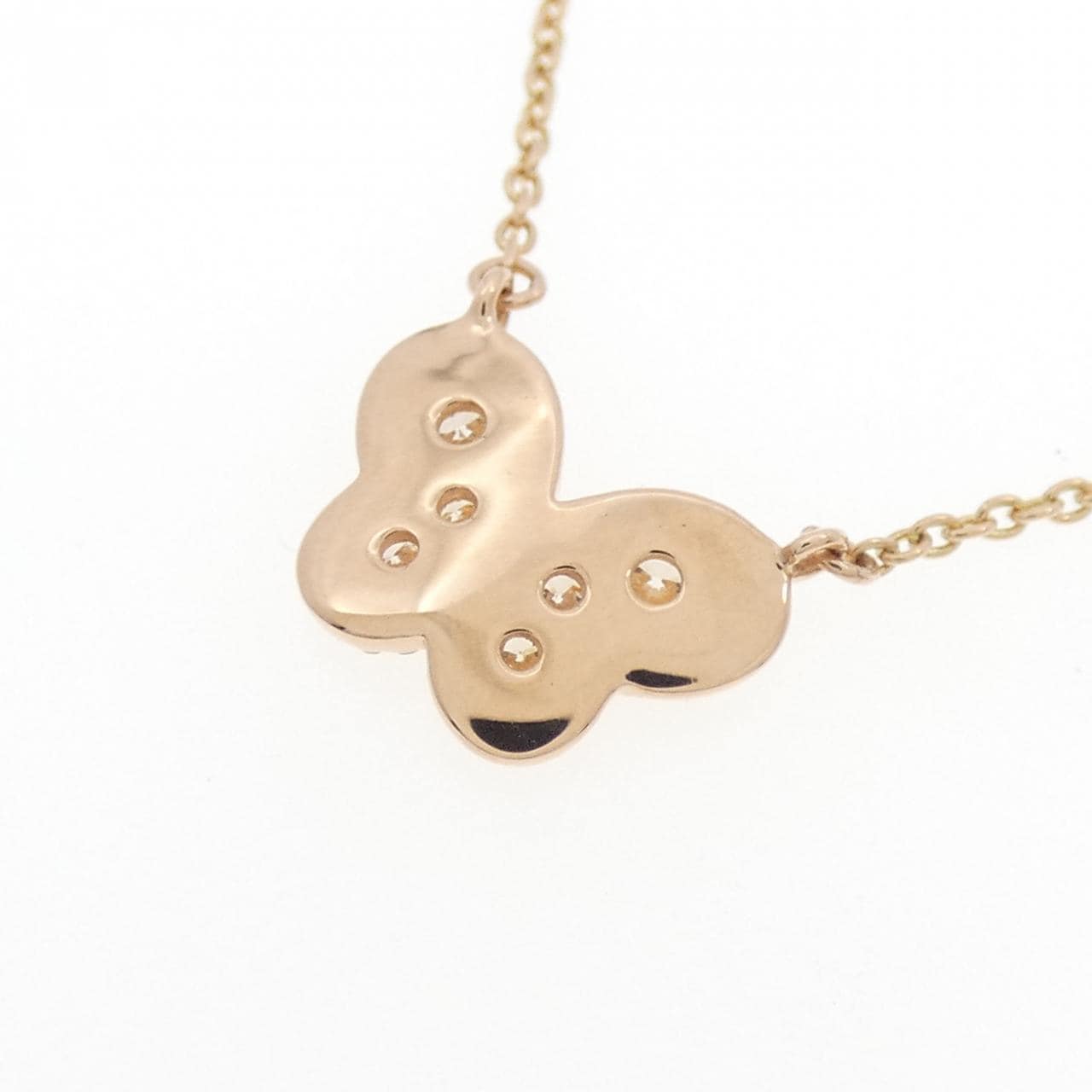 750PG バタフライ ダイヤモンド ネックレス