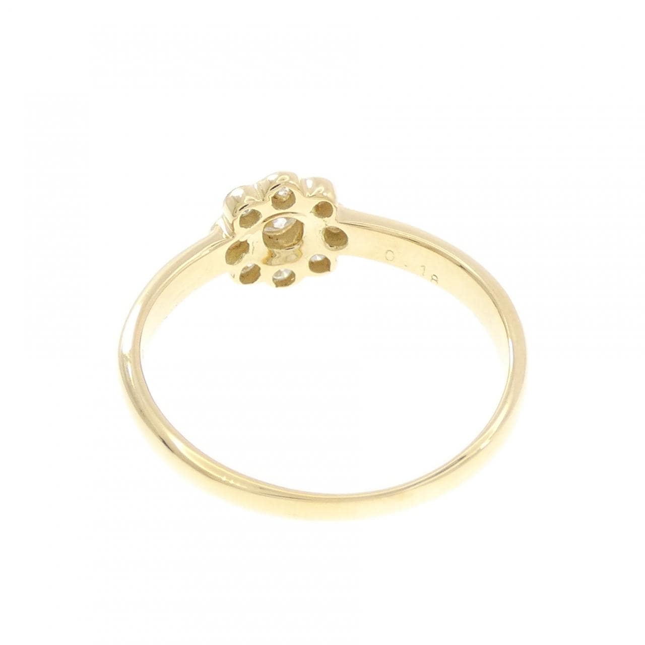 K18YG フラワー ダイヤモンド リング 0.18CT