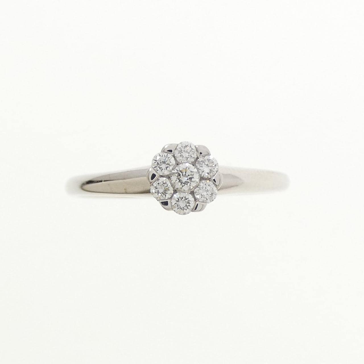 K18WG フラワー ダイヤモンド リング 0.15CT