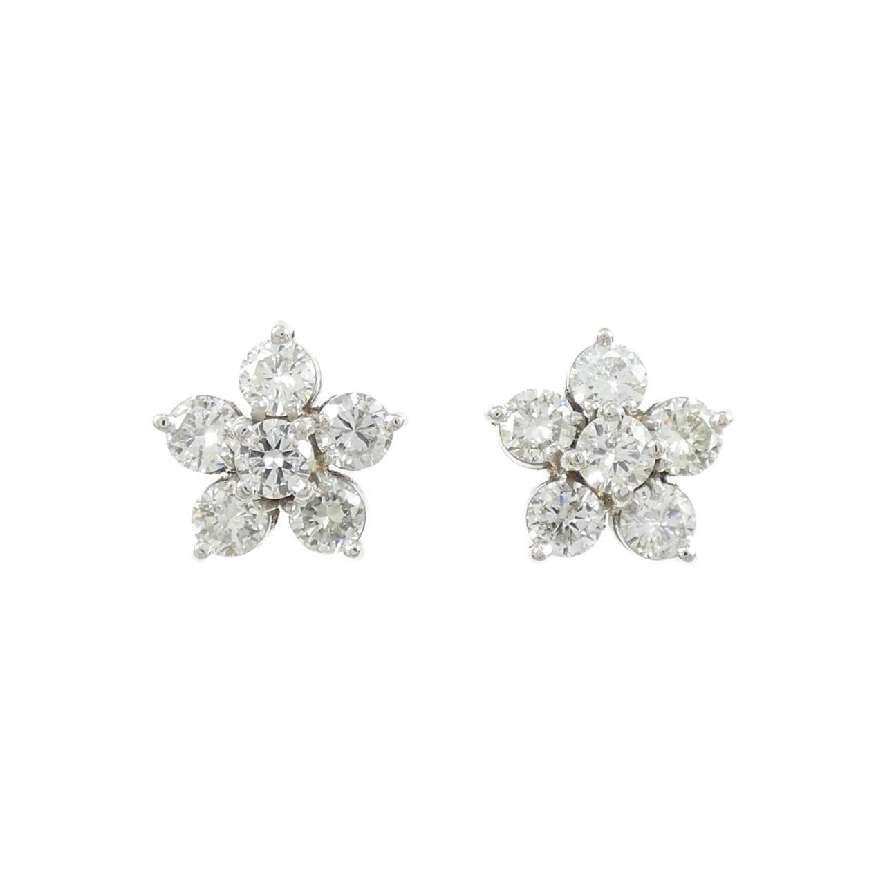 PT900 フラワー ダイヤモンド ピアス 1.95CT