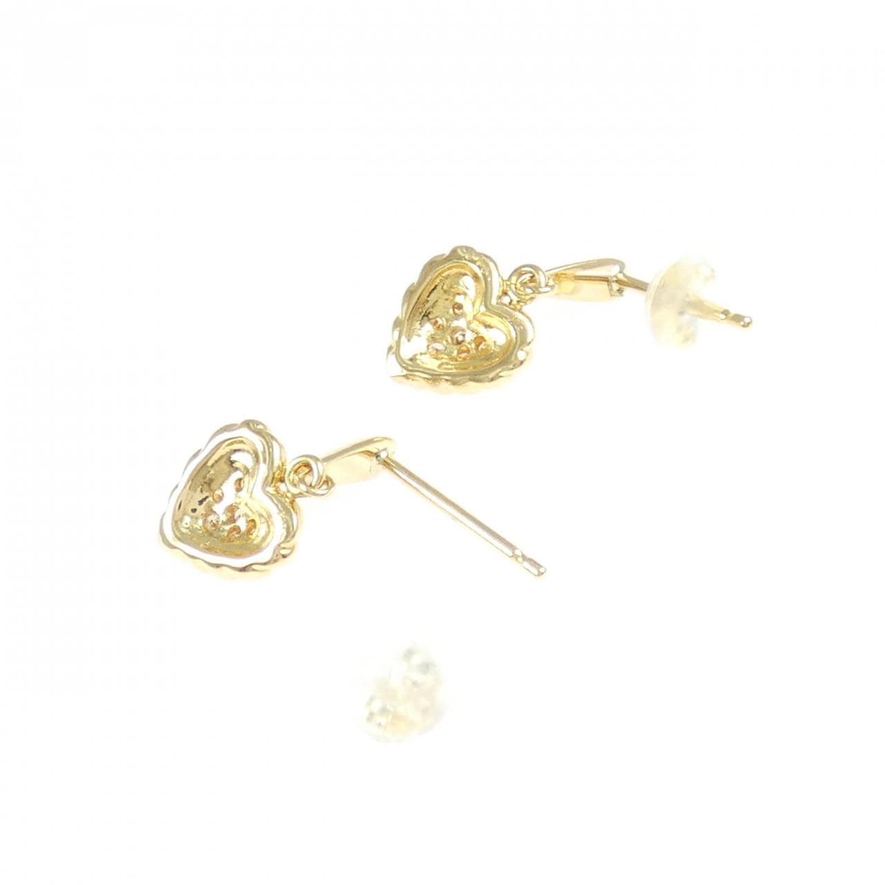 K18YG ハート ダイヤモンド ピアス 0.12CT