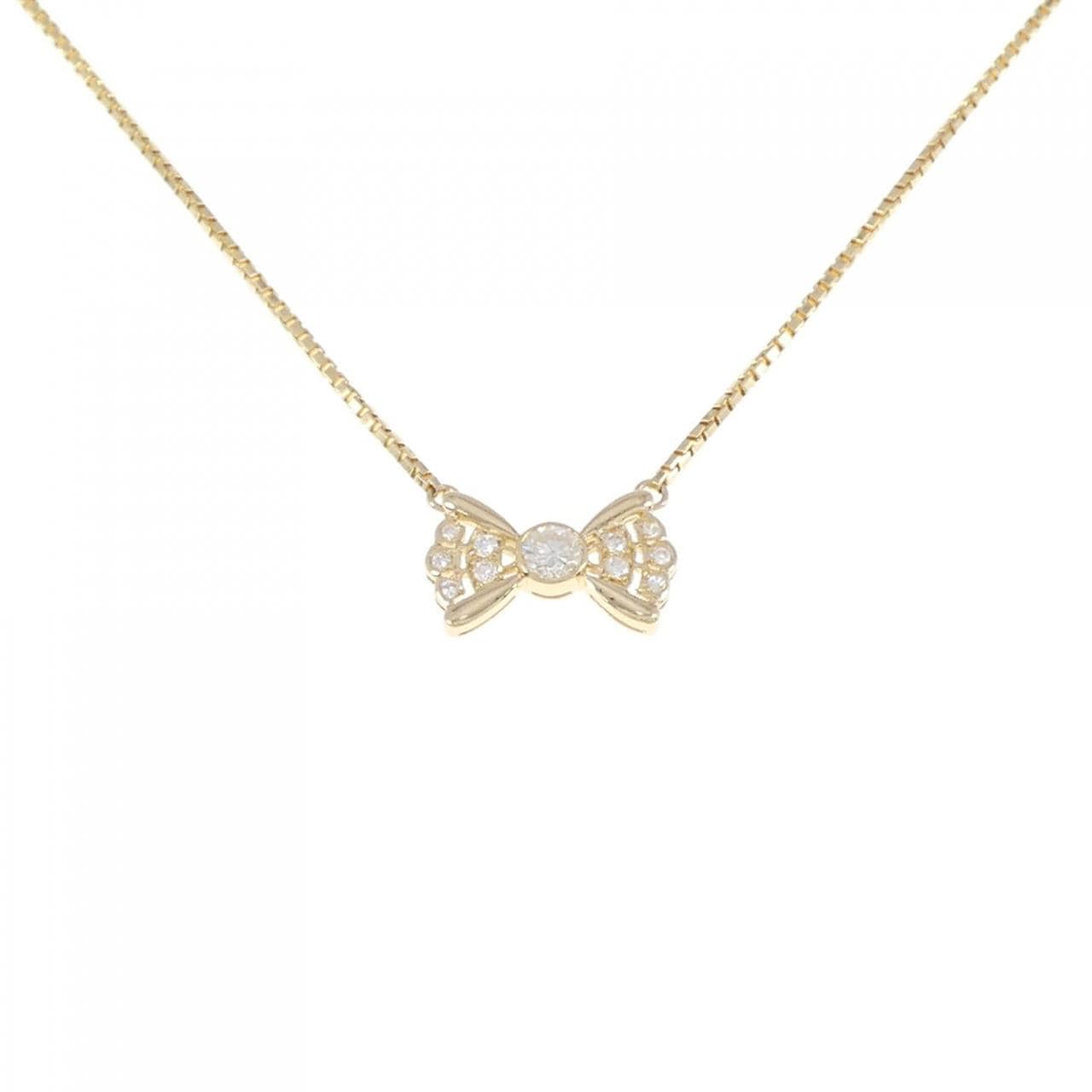 K18YG ribbon Diamond necklace 0.18CT