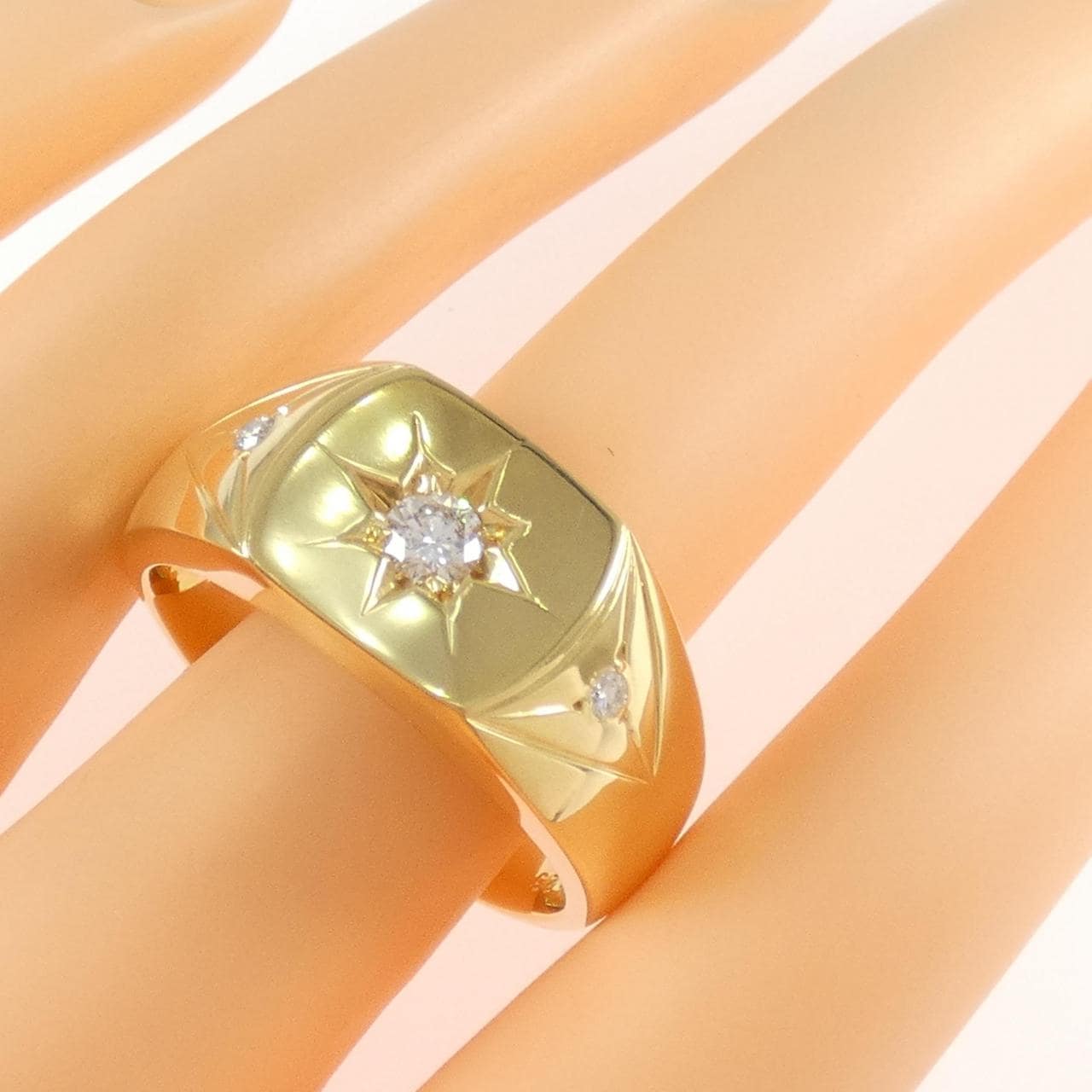 K18YG 印台 ダイヤモンド リング 0.25CT