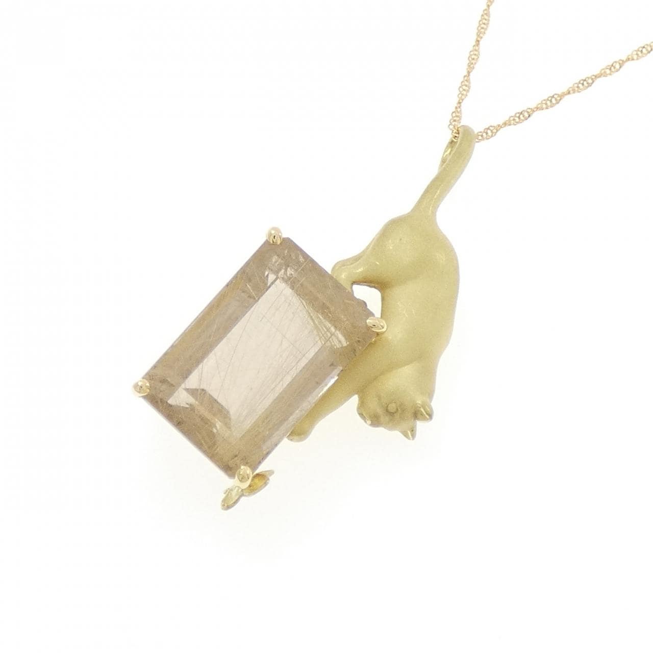 K18YG キャット ルチルクオーツ ネックレス 7.00CT