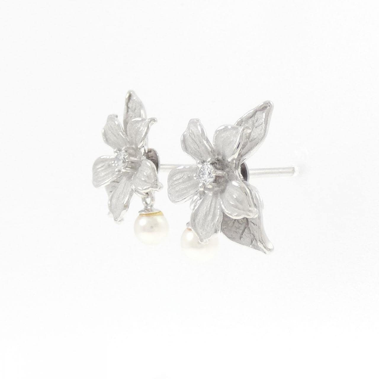 PT900 フラワー アコヤパール ピアス 3.5mm