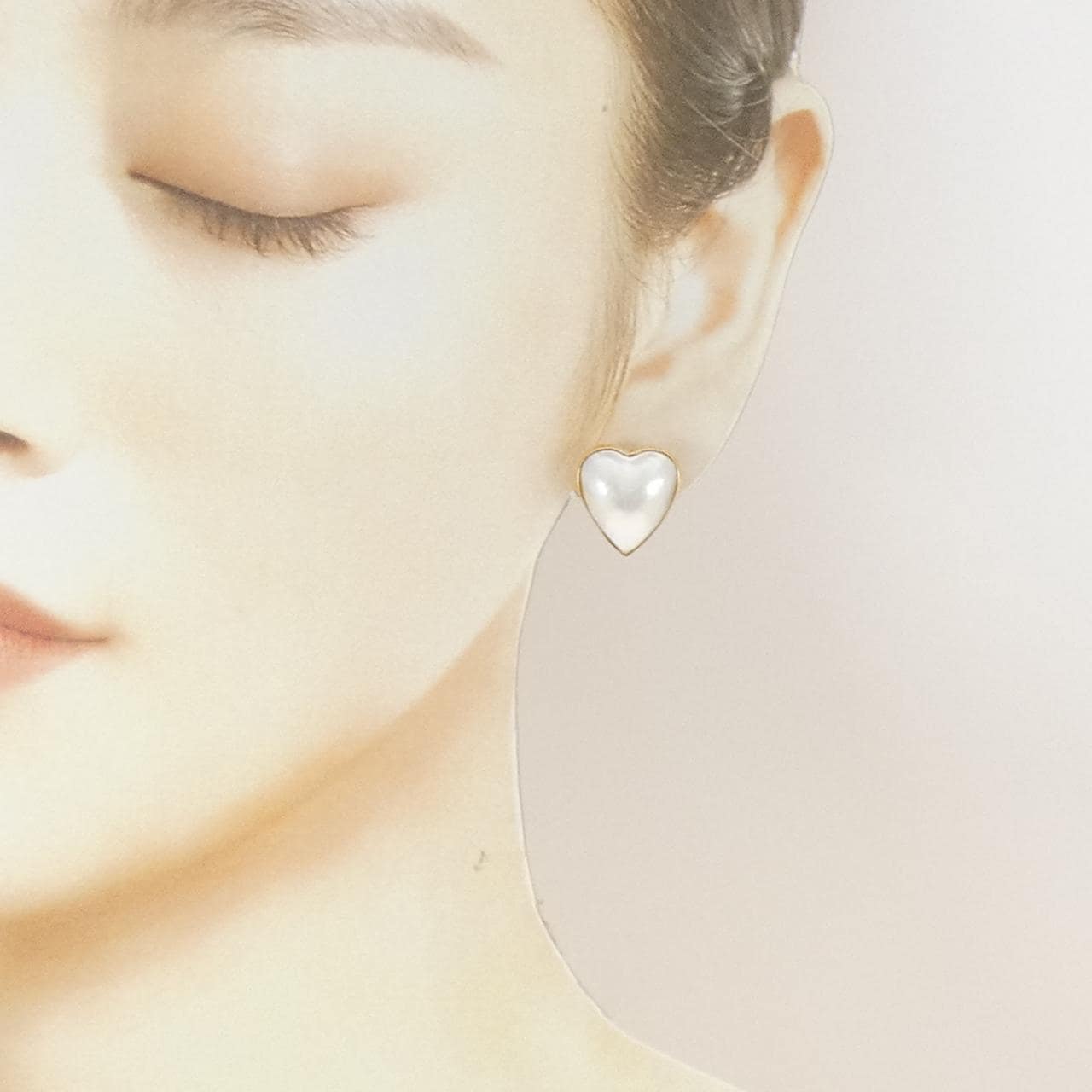 K18YG ハート マベパール ピアス