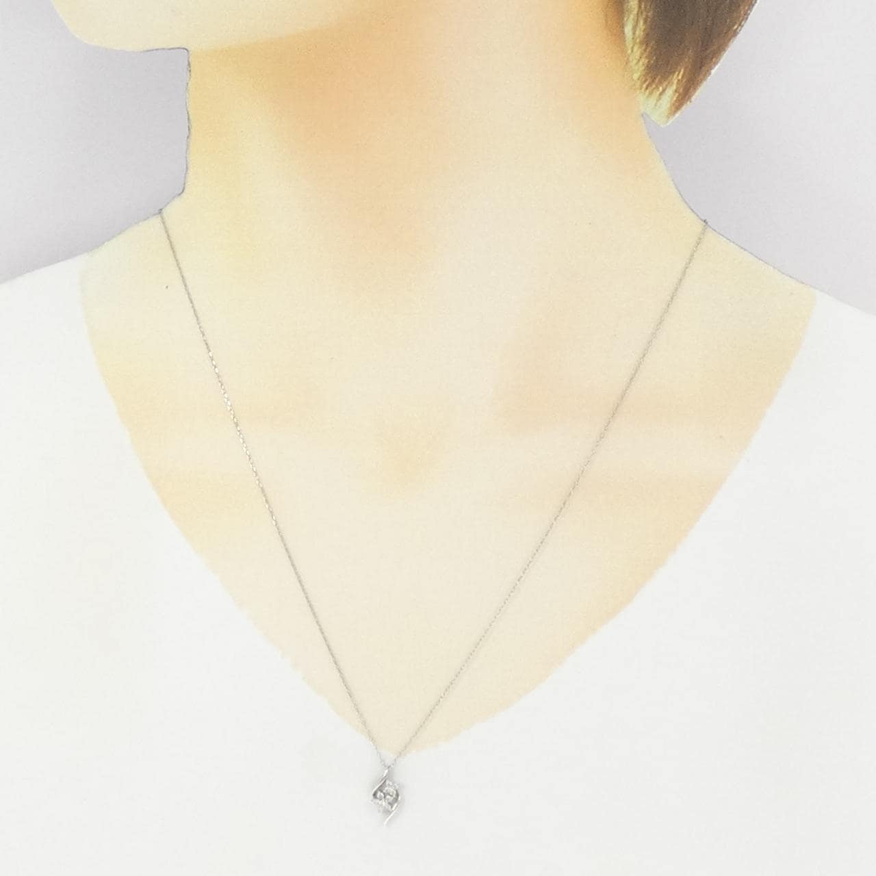 PT900/PT850 フラワー ダイヤモンド ネックレス 0.12CT