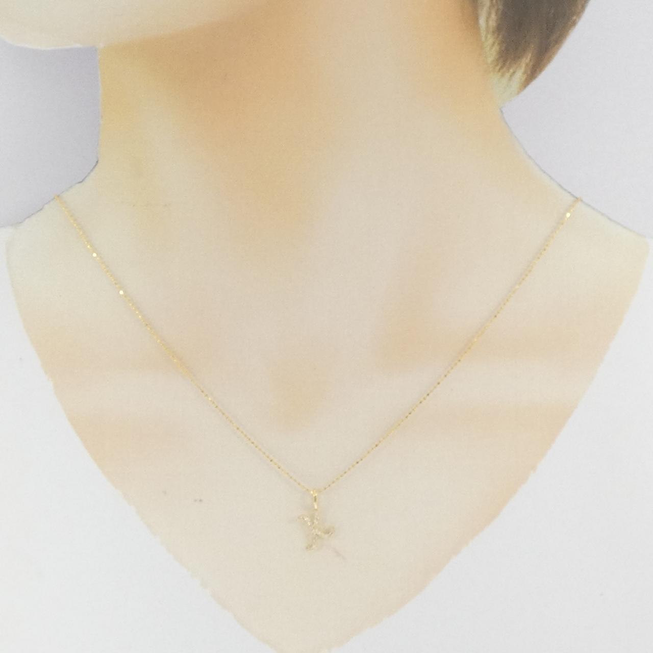 K18YG イニシャルK ダイヤモンド ネックレス 0.08CT
