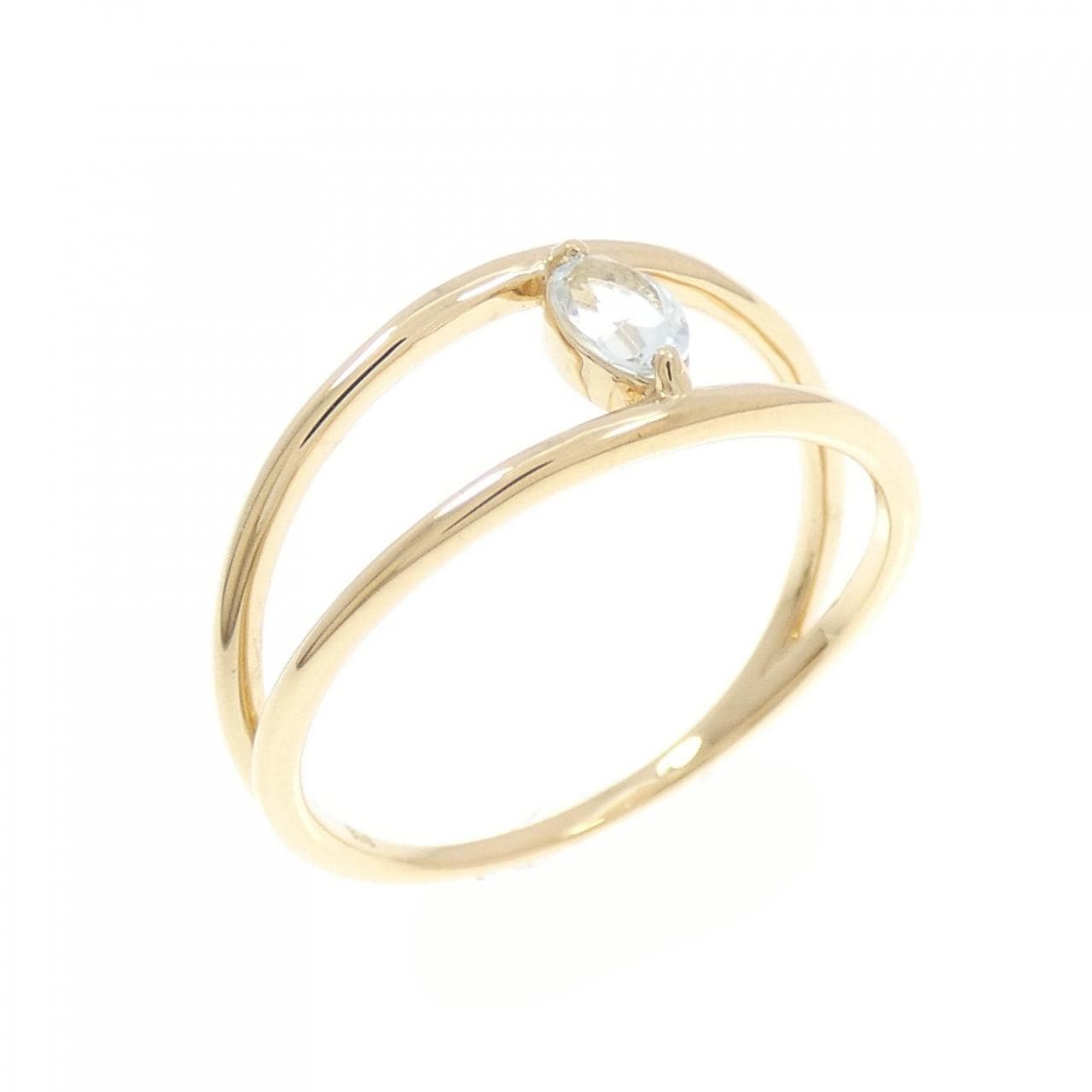 【新品】K18YG アクアマリン リング