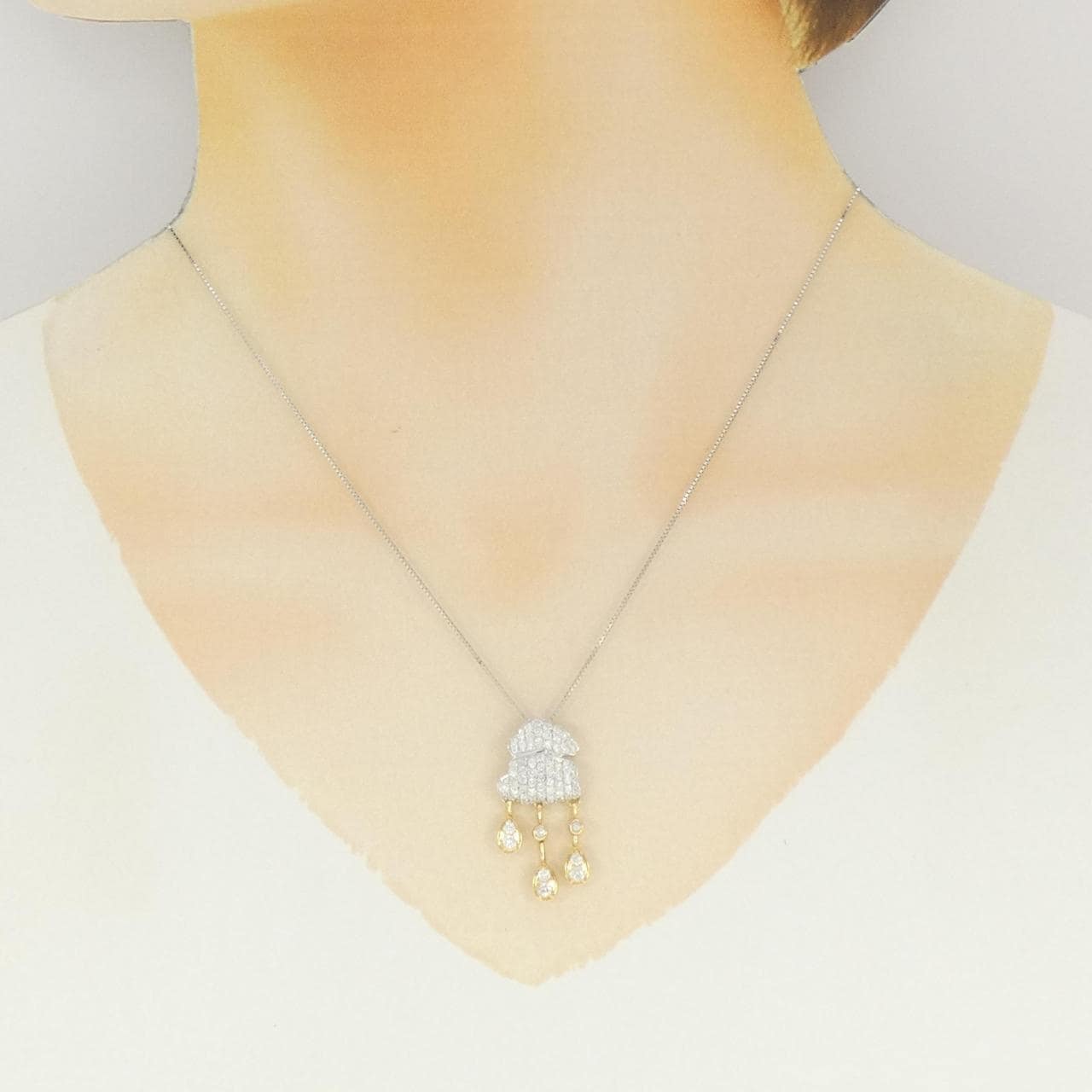 K18WG/K18YG ダイヤモンド ネックレス 0.73CT
