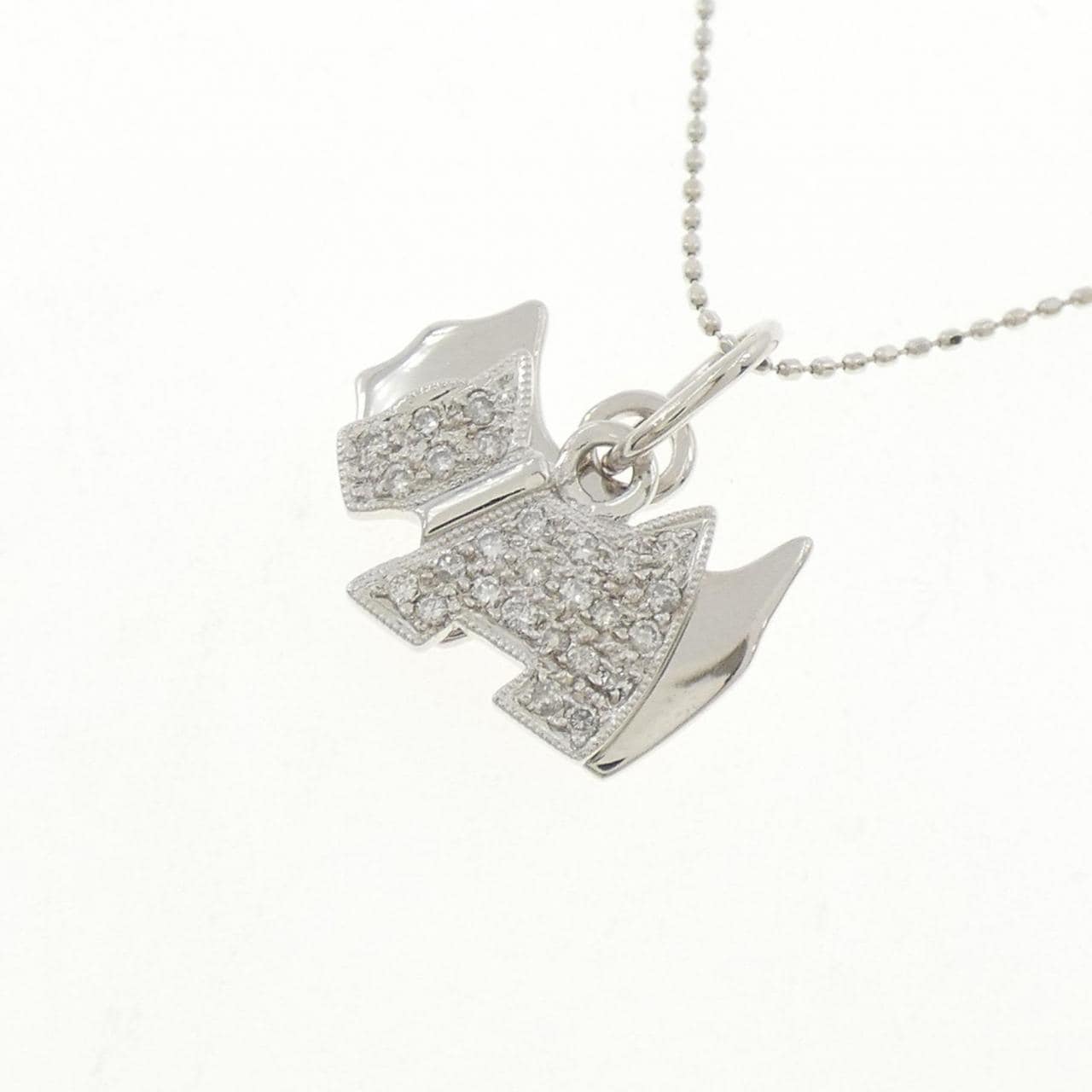 K18WG ドッグ ダイヤモンド ネックレス 0.22CT
