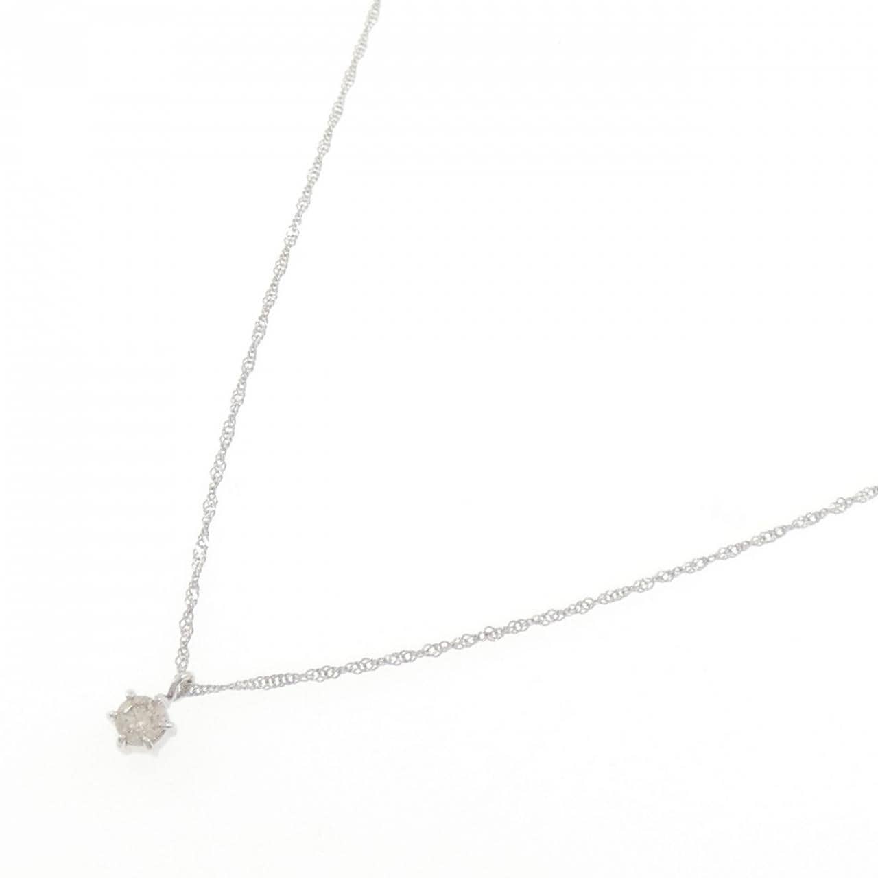 K18WG ソリティア ダイヤモンド ネックレス 0.1CT