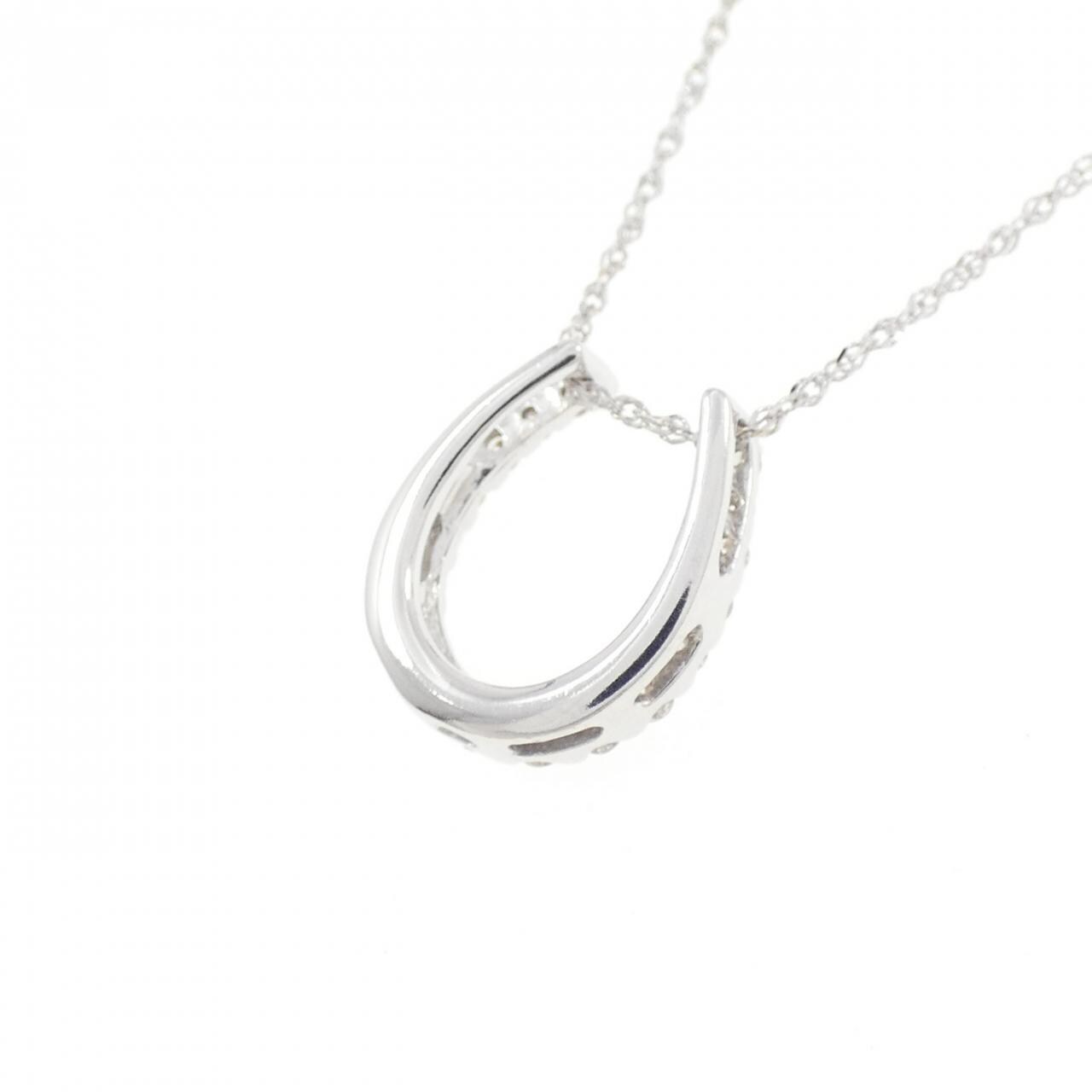 K10WG ホースシュー ダイヤモンド ネックレス 0.20CT